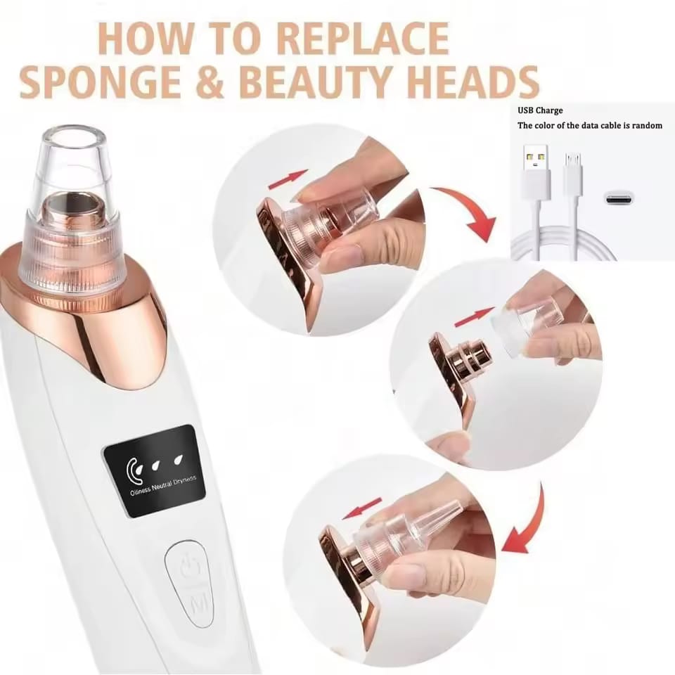 Blackhead Remover – 5-in-1 Blackhead Suction Vacuum | Electric Pore Cleaner, Acne Extractor & Facial Skin Cleaner