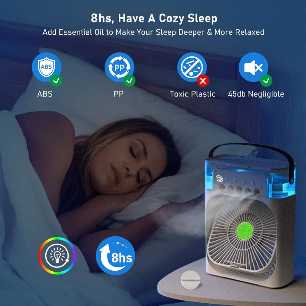 Mini AC Fan – 3-in-1 Portable USB Air Cooler | Desktop Cooling Fan with Humidifier